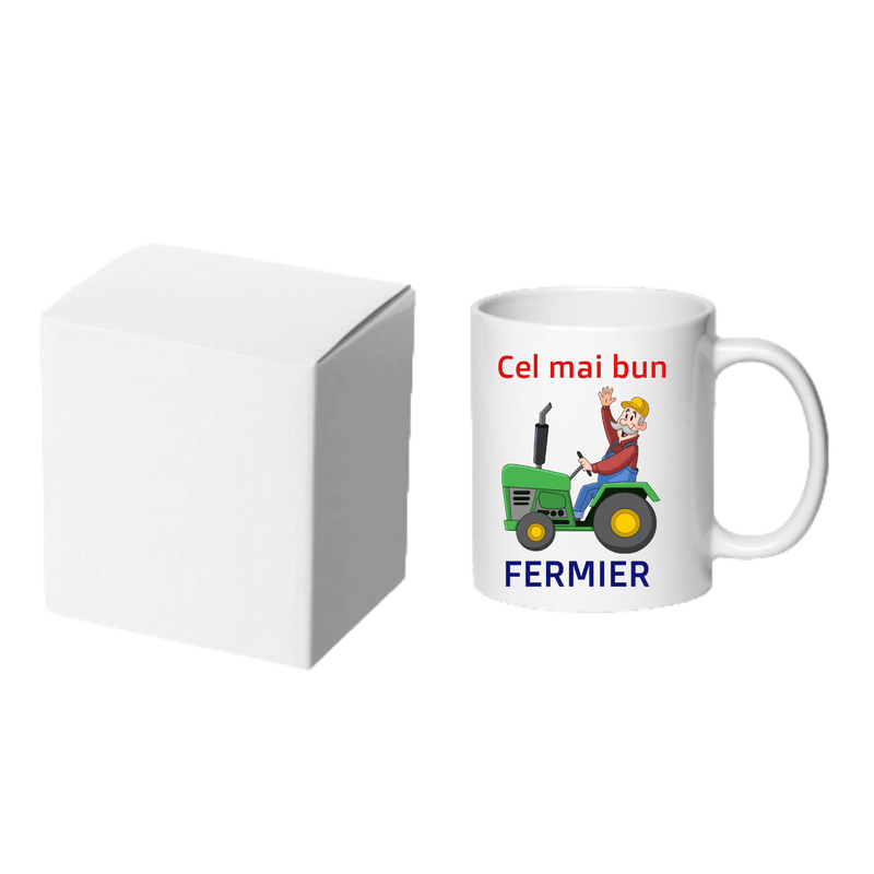 Casa si Gradina - Bucatarie si vesela - Cani si pahare - Cani si cesti - Cana alba personalizata Cel mai bun Fermier, INOVATIX®. 330ml - Infinity.ro
