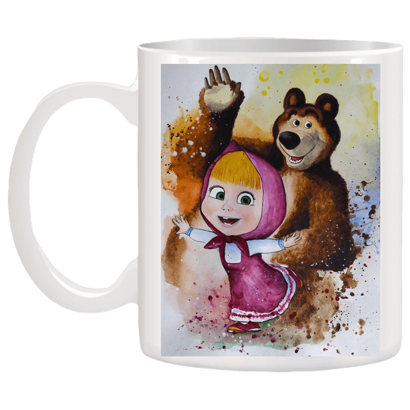 Casa si Gradina - Bucatarie si vesela - Cani si pahare - Cani si cesti - Cana alba personalizata Masa si ursul, INOVATIX®. 330ml - Infinity.ro