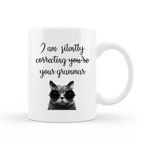 Casa si Gradina - Bucatarie si vesela - Cani si pahare - Cani si cesti - Cana alba personalizata"I am silently correcting your grammar", INOVATIX®. 330 ml - Infinity.ro