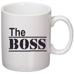 Casa si Gradina - Bucatarie si vesela - Cani si pahare - Cani si cesti - Cana alba personalizata "The Boss", INOVATIX®. 330ml - Infinity.ro