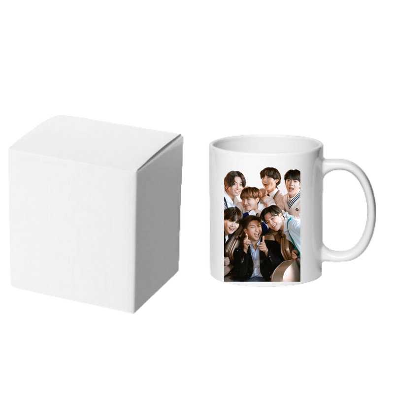 Casa si Gradina - Bucatarie si vesela - Cani si pahare - Cani si cesti - Cana alba personalizata "BTS Bangtan Boys Crew Formatie", INOVATIX®. 330ml - Infinity.ro
