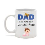 Casa si Gradina - Bucatarie si vesela - Cani si pahare - Cani si cesti - Cana alba personalizata ”Cel mai bun viitor tatic”, INOVATIX®. 330 ml - Infinity.ro