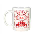 Casa si Gradina - Bucatarie si vesela - Cani si pahare - Cani si cesti - Cana alba personalizata, Editie Limitata 58 ani, INOVATIX®. 330ml - Infinity.ro