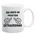 Casa si Gradina - Bucatarie si vesela - Cani si pahare - Cani si cesti - Cana alba personalizata " Prieten Extraordinar ", INOVATIX®. 330ml - Infinity.ro
