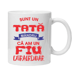 Casa si Gradina - Bucatarie si vesela - Cani si pahare - Cani si cesti - Cana alba personalizata "asa arata un tata mandru", INOVATIX®. 330ml - Infinity.ro