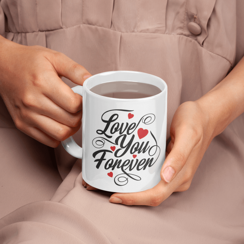 Casa si Gradina - Bucatarie si vesela - Cani si pahare - Cani si cesti - Cana alba personalizata Love you forever, INOVATIX®. 330ml - Infinity.ro