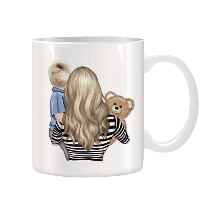 Casa si Gradina - Bucatarie si vesela - Cani si pahare - Cani si cesti - Cana alba personalizata ceramica, Mama si Fiul, INOVATIX®. 330ml - Infinity.ro