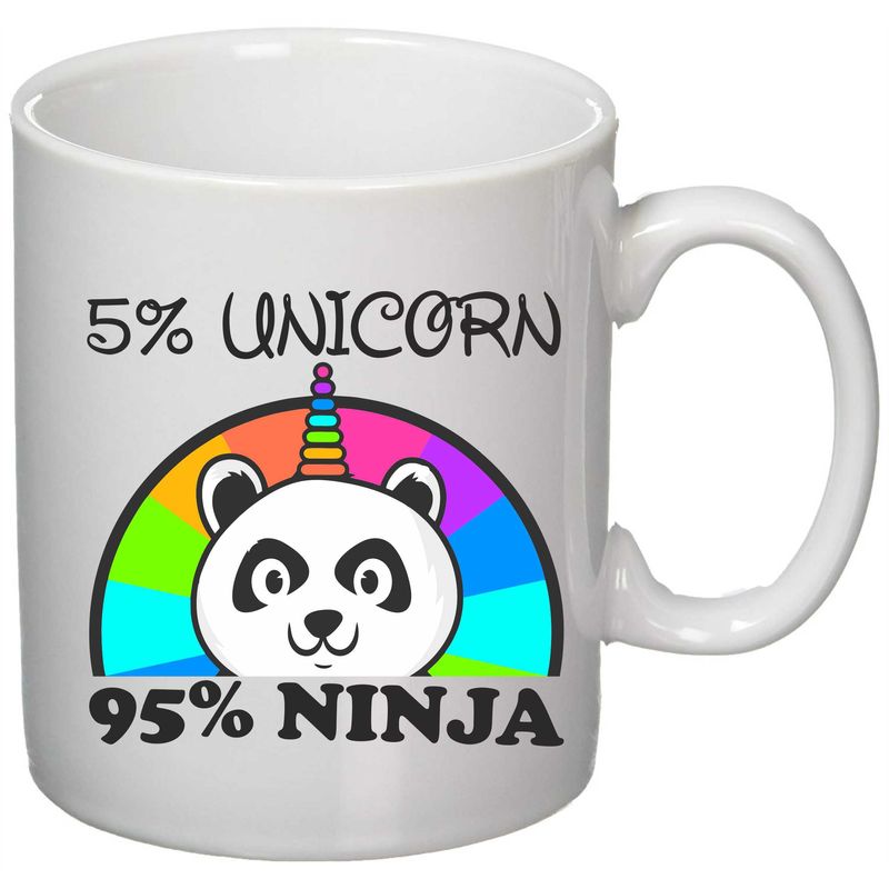 Casa si Gradina - Bucatarie si vesela - Cani si pahare - Cani si cesti - Cana alba personalizata "Unicorn Ninja!'", INOVATIX®. 330ml - Infinity.ro
