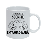 Casa si Gradina - Bucatarie si vesela - Cani si pahare - Cani si cesti - Cana alba personalizata "Asa arata o scorpie extraordinara", INOVATIX®. 330ml - Infinity.ro