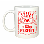 Casa si Gradina - Bucatarie si vesela - Cani si pahare - Cani si cesti - Cana alba personalizata, Editie Limitata 96 ani, INOVATIX®. 330ml - Infinity.ro