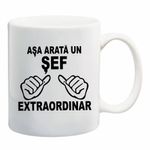 Casa si Gradina - Bucatarie si vesela - Cani si pahare - Cani si cesti - Cana alba personalizata, mesaj pentru sef, INOVATIX®. 330ml - Infinity.ro