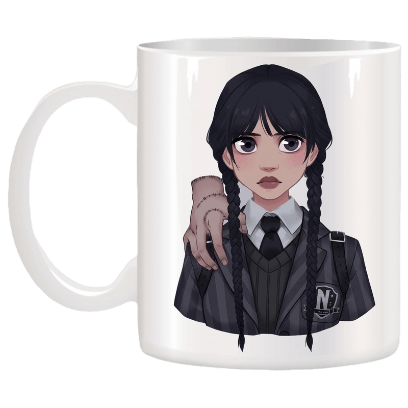 Casa si Gradina - Bucatarie si vesela - Cani si pahare - Cani si cesti - Cana alba personalizata cu Wednesday Addams, INOVATIX®. 330ml - Infinity.ro