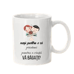 Casa si Gradina - Bucatarie si vesela - Cani si pahare - Cani si cesti - Cana alba personalizata ”Nasi pentru o zi”, INOVATIX®. 330ml - Infinity.ro