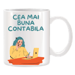 Casa si Gradina - Bucatarie si vesela - Cani si pahare - Cani si cesti - Cana alba personalizata "Cea mai buna contabila ", INOVATIX®. 330ml - Infinity.ro