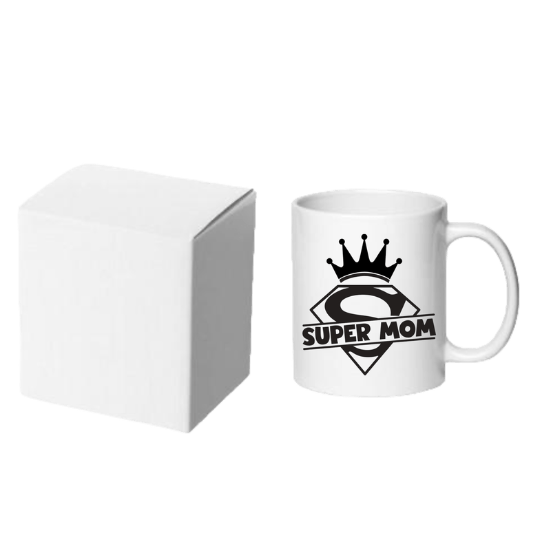 Casa si Gradina - Bucatarie si vesela - Cani si pahare - Cani si cesti - Cana alba ceramica personalizata Super Mom, INOVATIX®. 330ml - Infinity.ro