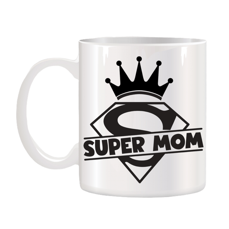 Casa si Gradina - Bucatarie si vesela - Cani si pahare - Cani si cesti - Cana alba ceramica personalizata Super Mom, INOVATIX®. 330ml - Infinity.ro
