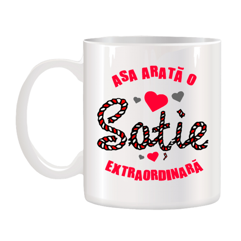 Casa si Gradina - Bucatarie si vesela - Cani si pahare - Cani si cesti - Cana alba personalizata Asa arata o sotie extraordinara, INOVATIX®. 330ml - Infinity.ro
