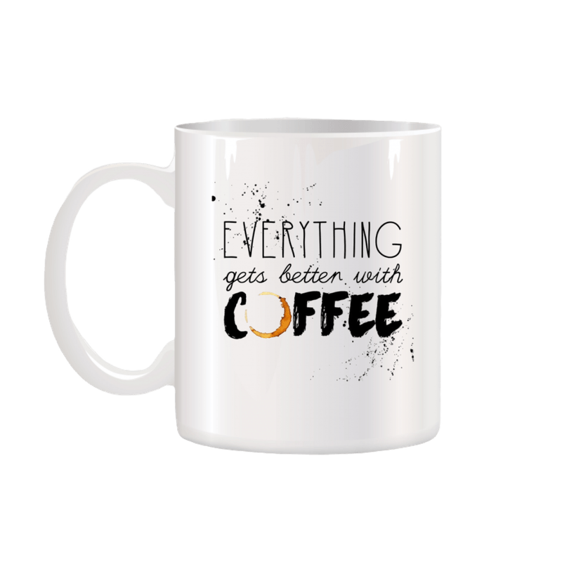 Casa si Gradina - Bucatarie si vesela - Cani si pahare - Cani si cesti - Cana alba personalizata Everything gets better with coffee, INOVATIX®. 330ml - Infinity.ro