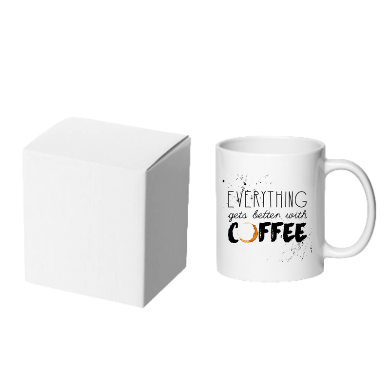 Casa si Gradina - Bucatarie si vesela - Cani si pahare - Cani si cesti - Cana alba personalizata Everything gets better with coffee, INOVATIX®. 330ml - Infinity.ro