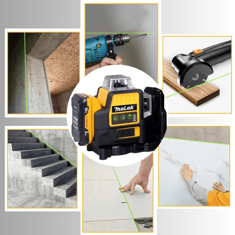 Casa si Gradina - Constructii - Scule electrice si accesorii - Aparate de masura - Nivela Laser cu 12 Linii, 360°, Lumina Verde, Autonivelanta cu un Incarcator si 2 Acumulatoare Li-Ion 2 Ah - Infinity.ro