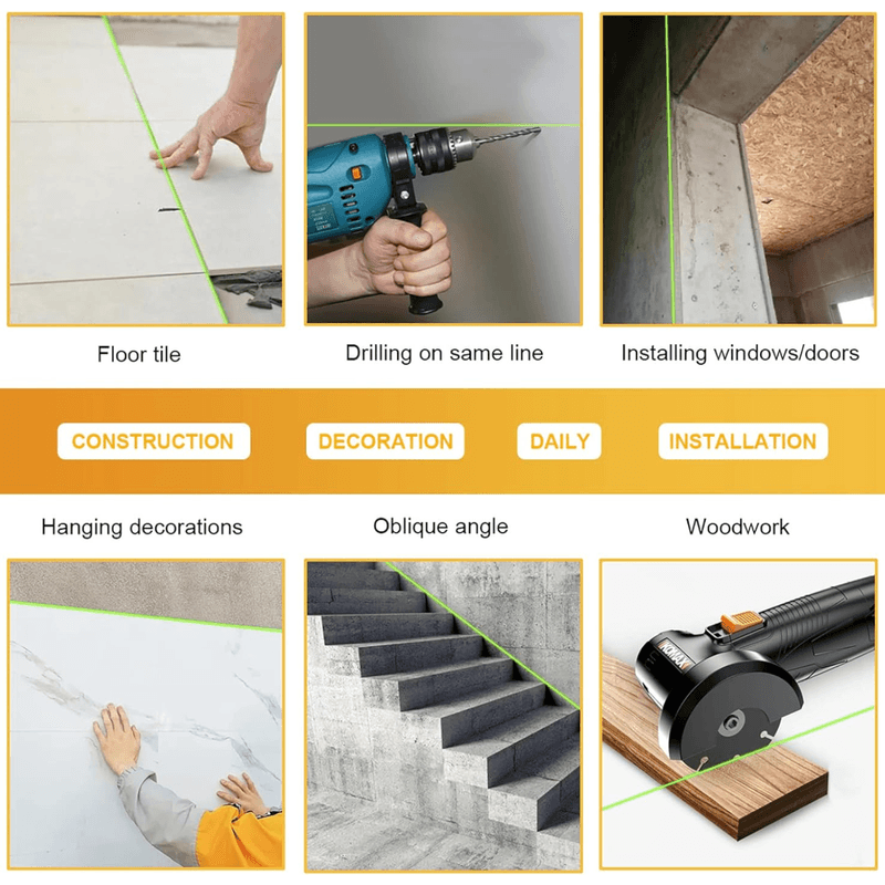 Casa si Gradina - Constructii - Scule electrice si accesorii - Aparate de masura - Nivela Laser cu 12 Linii, 360°, Lumina Verde, Autonivelanta cu un Incarcator si 2 Acumulatoare Li-Ion 2 Ah - Infinity.ro