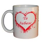 Casa si Gradina - Bucatarie si vesela - Cani si pahare - Cani si cesti - Cana alba personalizata "Te iubesc", INOVATIX®. 330ml - Infinity.ro