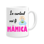 Casa si Gradina - Bucatarie si vesela - Cani si pahare - Cani si cesti - Cana alba personalizata "In curand voi fi mamica, de baiat", INOVATIX®. 330ml - Infinity.ro