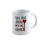 Casa si Gradina - Bucatarie si vesela - Cani si pahare - Cani si cesti - Cana alba personalizata Key To My Heart, INOVATIX®. 330ml - Infinity.ro
