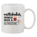 Casa si Gradina - Bucatarie si vesela - Cani si pahare - Cani si cesti - Cana alba personalizata 'Milkshakes, french fries & sunshine', INOVATIX®. 330ml - Infinity.ro