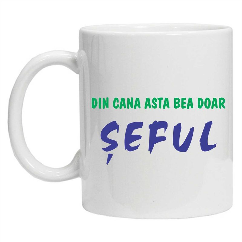 Casa si Gradina - Bucatarie si vesela - Cani si pahare - Cani si cesti - Cana alba personalizata pentru sef, INOVATIX®. 330ml - Infinity.ro