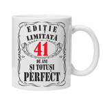 Casa si Gradina - Bucatarie si vesela - Cani si pahare - Cani si cesti - Cana alba personalizata "editie limitata", 41 ani, INOVATIX®. 330ml - Infinity.ro