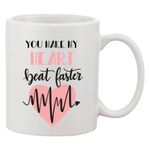 Casa si Gradina - Bucatarie si vesela - Cani si pahare - Cani si cesti - Cana alba personalizata 'You make my heart beat faster', INOVATIX®. 330ml - Infinity.ro