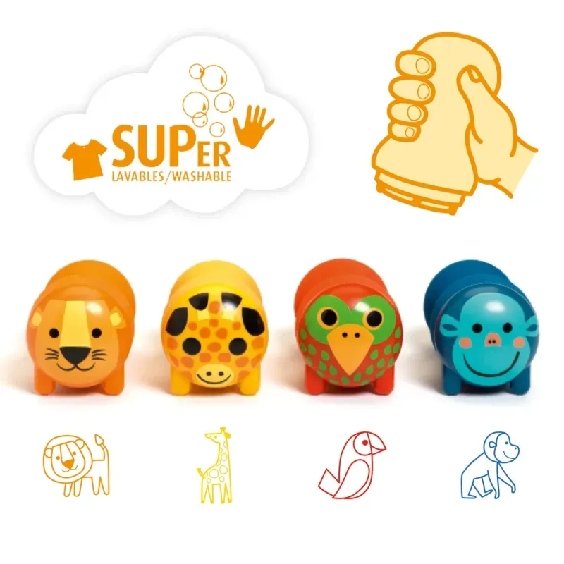 Jucarii, Copii si Bebe - Jucarii si jocuri - Jucarii & jocuri educative - Seturi pictura si desen - Set stampile Animale safari - Infinity.ro