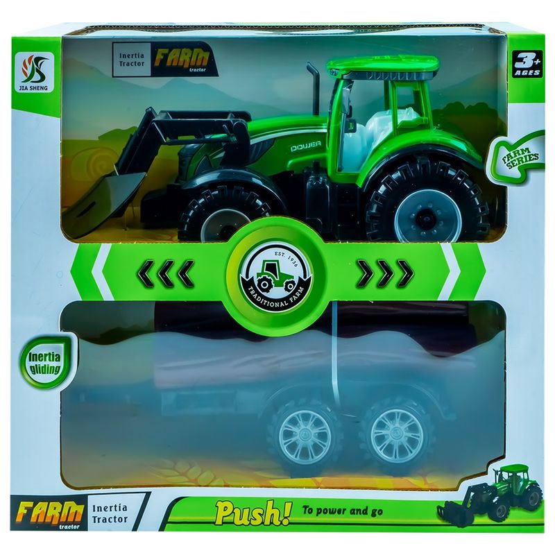 Jucarii, Copii si Bebe - Jucarii si jocuri - Vehicule si jucarii cu telecomanda - Masinute - Tractor cu frictiune si remorca lemne - Infinity.ro