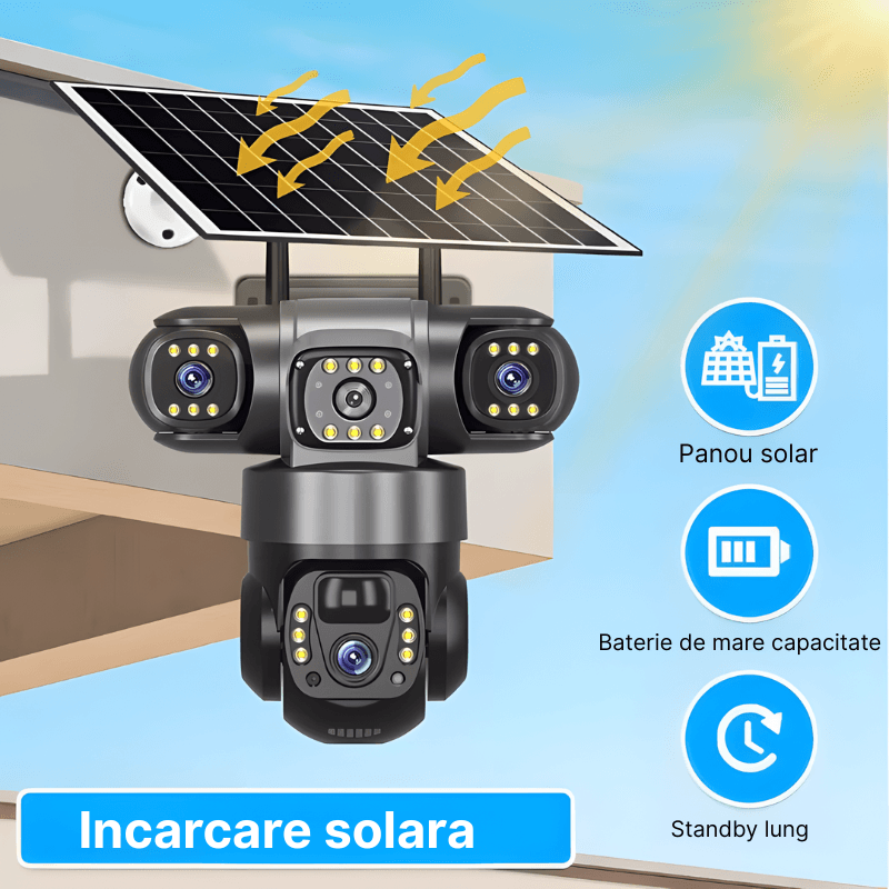 Casa si Gradina - Electrice - Smart Home - Camere de supraveghere - Camera de supraveghere cu panou solar MaGeCa, 4G, Cartela SIM, 6MP Full HD, 3 zone supravegheate simultan - Infinity.ro