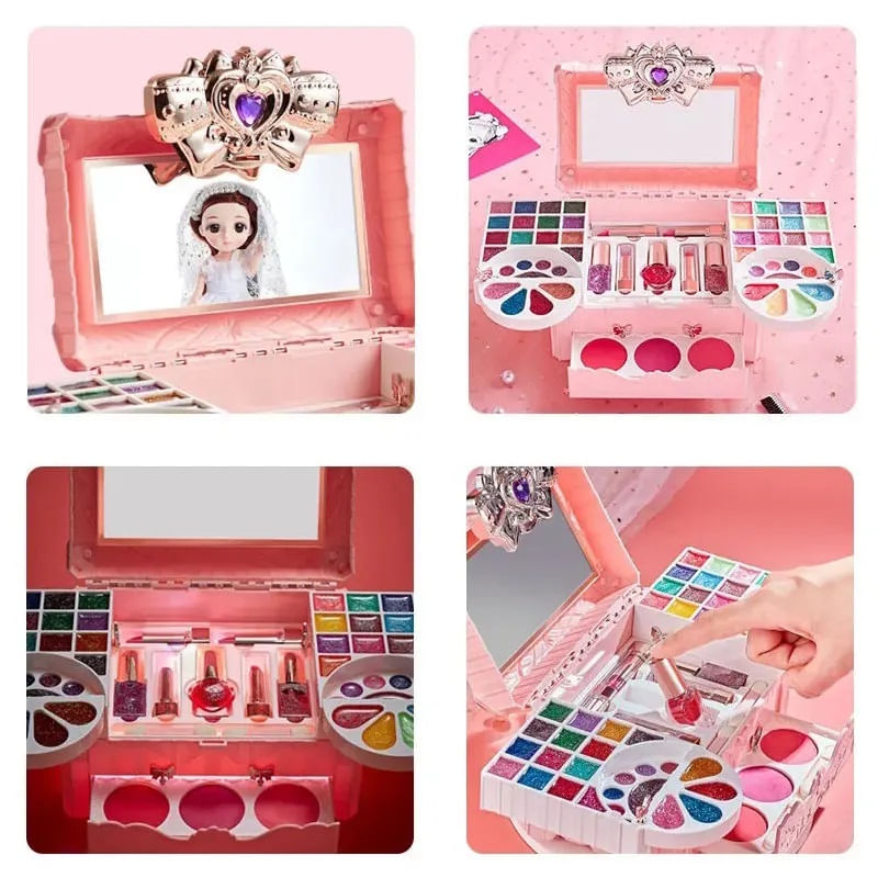 Jucarii, Copii si Bebe - Igiena si ingrijire - Produse machiaj copii - Trusa de machiaj pentru copii cu sunete si lumini, Set Make-Up, Roz - Infinity.ro