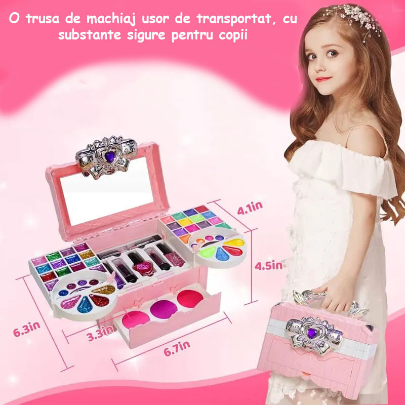 Jucarii, Copii si Bebe - Igiena si ingrijire - Produse machiaj copii - Trusa de machiaj pentru copii cu sunete si lumini, Set Make-Up, Roz - Infinity.ro