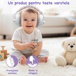 Jucarii, Copii si Bebe - Carucioare si articole de transport - Accesorii transport copii - Casti Antifonice 2 in 1 Pentru Bebelusi si Copii 3-48 luni, Bentita Moale si comoda, Anulare Zgomot 25dB, Gri - Infinity.ro