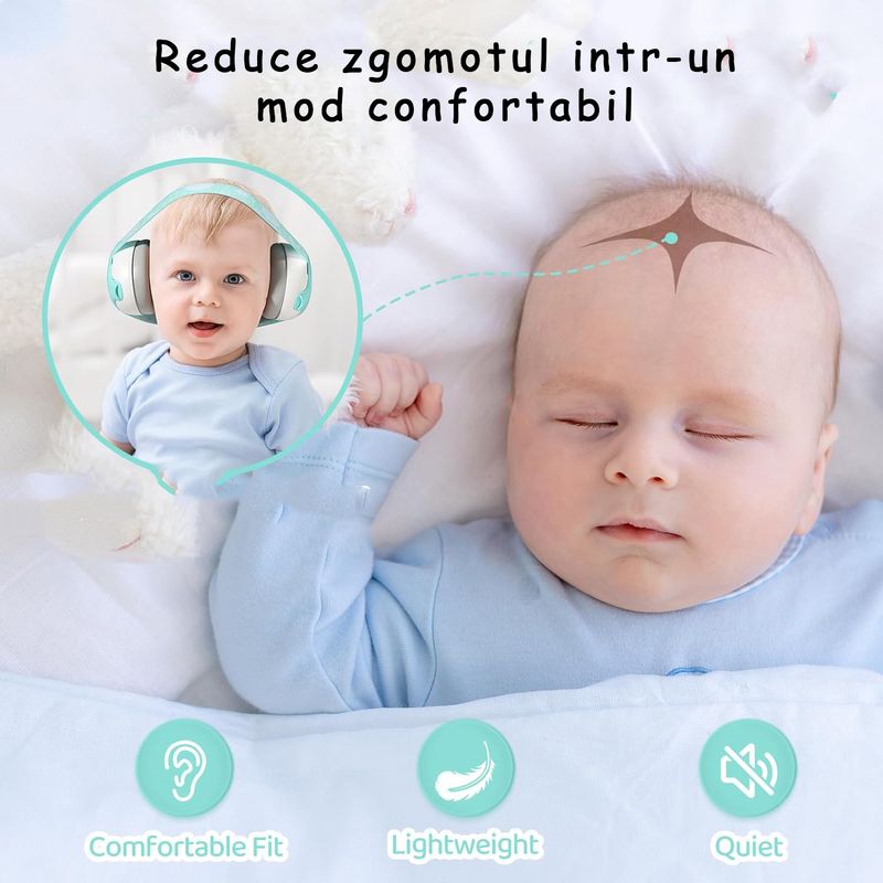 Jucarii, Copii si Bebe - Carucioare si articole de transport - Accesorii transport copii - Casti Antifonice Pentru Copii si Bebelusi 3-36 luni, Protectie Auditiva, Prindere Sigura Fontanela, Bentita Elastica - Infinity.ro