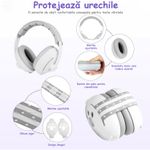 Jucarii, Copii si Bebe - Carucioare si articole de transport - Accesorii transport copii - Casti Antifonice 2 in 1 Pentru Bebelusi si Copii 3-48 luni, Bentita Moale, Protectie Auditiva, Anulare Zgomot 25dB, Albe - Infinity.ro