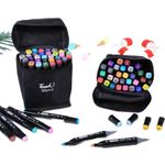 Carti si Birotica - Birotica - Instrumente de scris - Markere si carioci - Set 30 Markere Duble, Carioci Profesionale, 2 Capete Subtire Si Gros, Cerneala Pe Baza De Alcool, Geanta De Depozitare - Infinity.ro