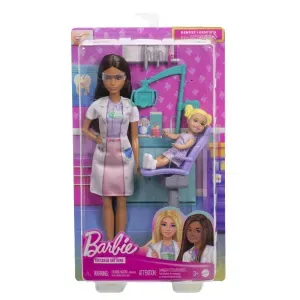Barbie Set De Joaca Papusa Barbie Bruneta Face Cariera Stomatolog