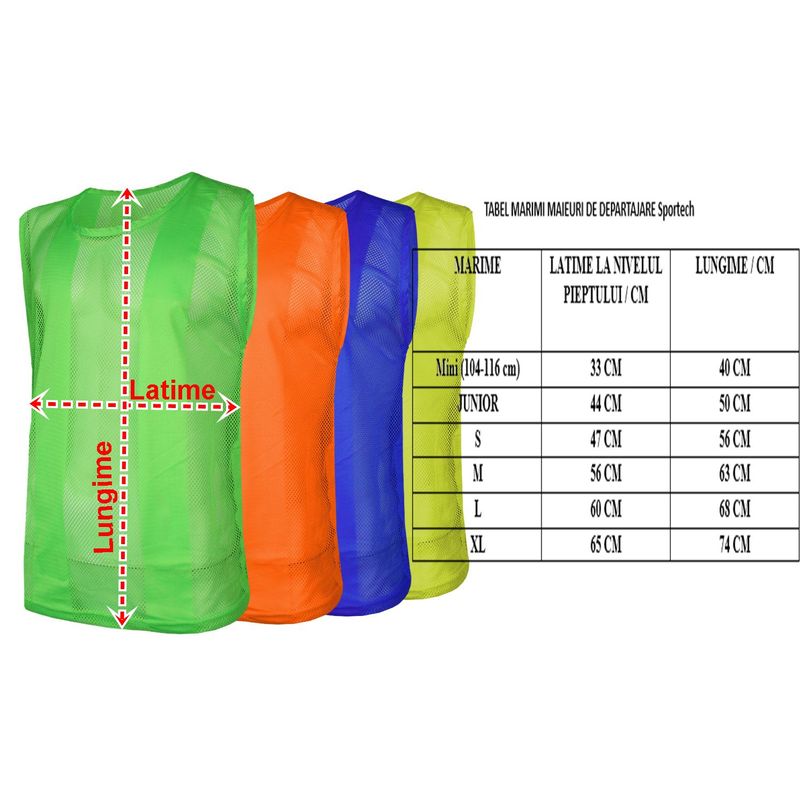 Sport si Outdoor - Echipament Sportiv - Imbracaminte sport - Maiouri sport - Maieu departajare Sportech albastru, marime mini, inaltime junior 104 - 116 - Infinity.ro