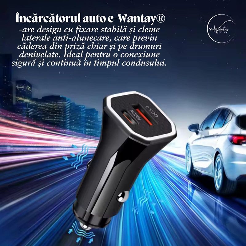 Laptop, Telefoane si Tablete - Telefoane mobile si accesorii - Accesorii Telefoane - Incarcatoare telefoane - Kit Smart Drive Essentials e-Wantay® 3 in 1 – Incarcator auto, Suport pentru telefon, Placuta auto cu numar de contact - Infinity.ro