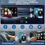 PC, gaming si accesorii - Retelistica - Wireless - Adaptoare wireless - Adaptor wireless e-Wantay, CarPlay si Android Auto 2 in 1–Conectare Automata Fara Fir, Plug & Play - Infinity.ro