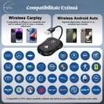 PC, gaming si accesorii - Retelistica - Wireless - Adaptoare wireless - Adaptor wireless e-Wantay, CarPlay si Android Auto 2 in 1–Conectare Automata Fara Fir, Plug & Play - Infinity.ro