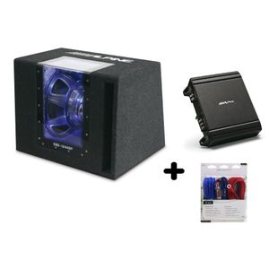Pachet Alpine SBG-1244BP Subwoofer Bandpass 30cm (12") + MRV-M250 amplificator 1 canal + 350940 kit cabluri Aiv 10mm²