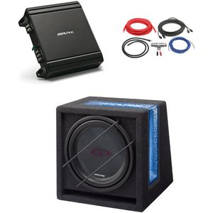Pachet Subwoofer Alpine Subwoofer DE 20CM (8″), 400W SBG-844BR + Amplificator MRV-M250, MONO 550W + Kit cabluri LK-10 de 10mm², ACV