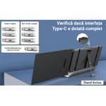 PC, gaming si accesorii - Desktop PC & monitoare - Monitoare - Monitor LED Portabil 14" Full HD, 180° rotativ, compatibil 13"-17", USB-C & HDMI, iOS, Android, Windows, Mac, Plug&Play - Infinity.ro