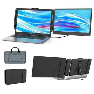 Monitor LED Portabil 14" Full HD, 180° rotativ, compatibil 13"-17", USB-C & HDMI, iOS, Android, Windows, Mac, Plug&Play